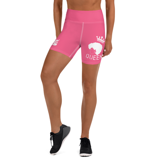 Pink Queen Yoga Shorts (white logo)