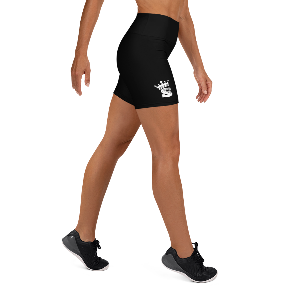 Black Queen Yoga Shorts (white logo)