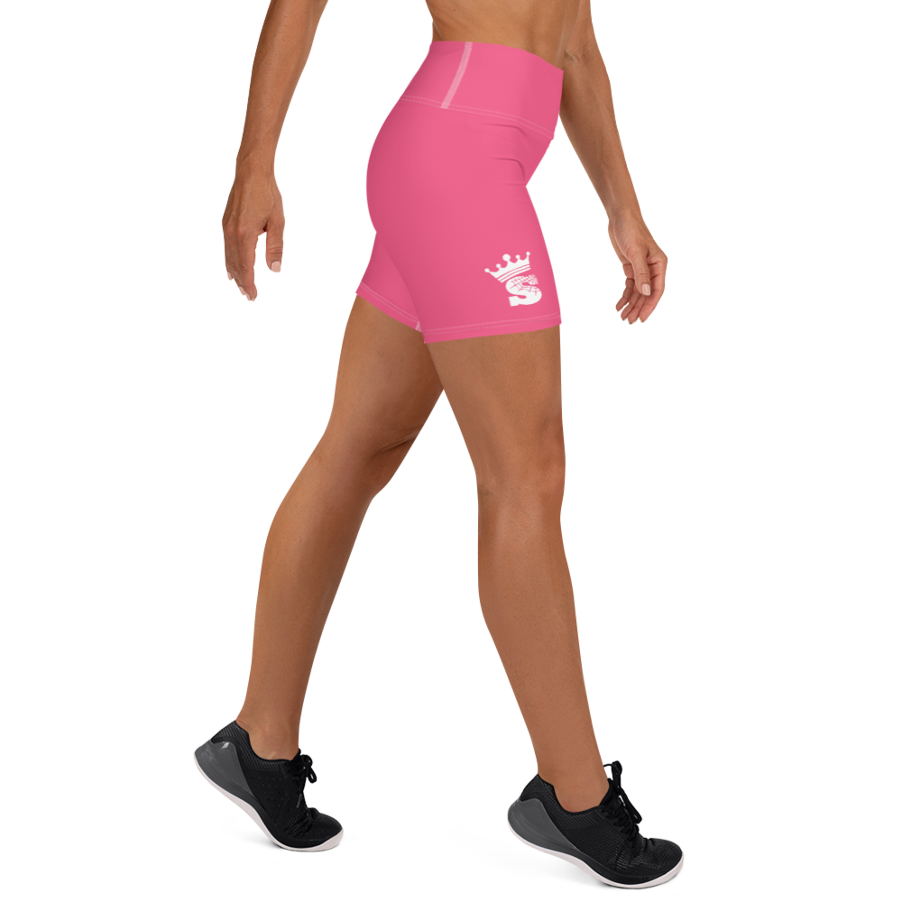 Pink Queen Yoga Shorts (white logo)